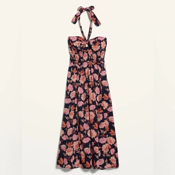 Old Navy Fit & Flare Sleeveless Halter Floral-Print Maxi Dress Size Large - Picture 5 of 14